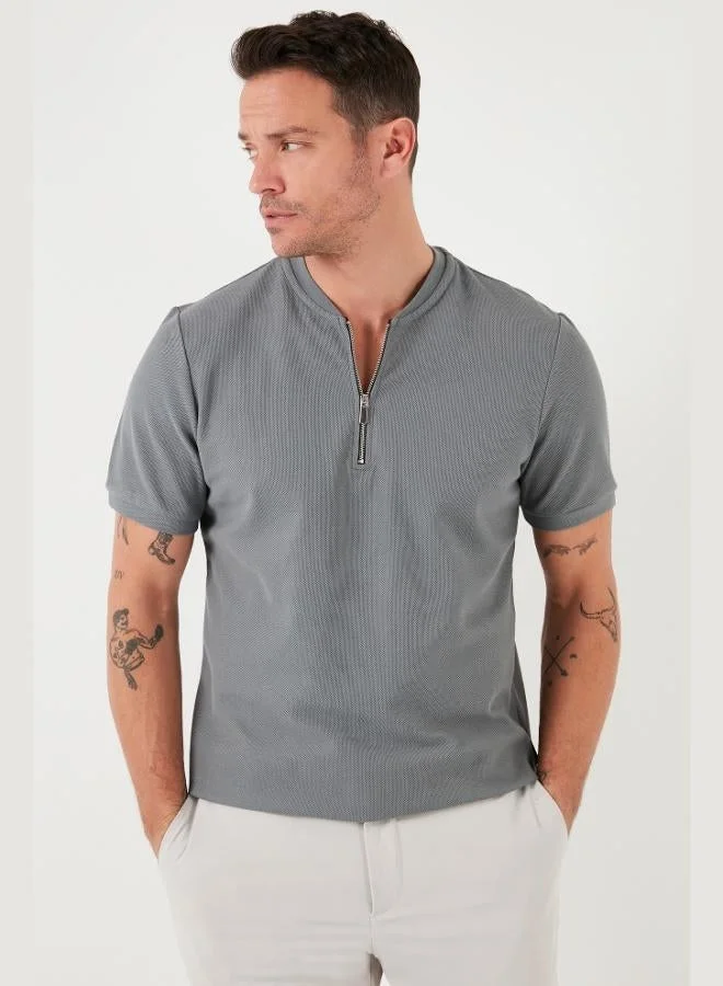 Buratti Buratti Cotton Regular Fit Half Zipper T Shirt Men's T SHIRT 5902653